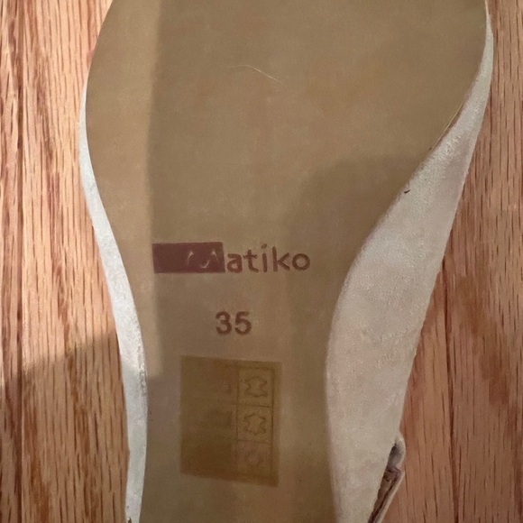 NIB Matiko Circa Peach Pointed Toe Slingback Wood Sphere Heel Shoes US 5 EU 35 - Picture 9 of 11